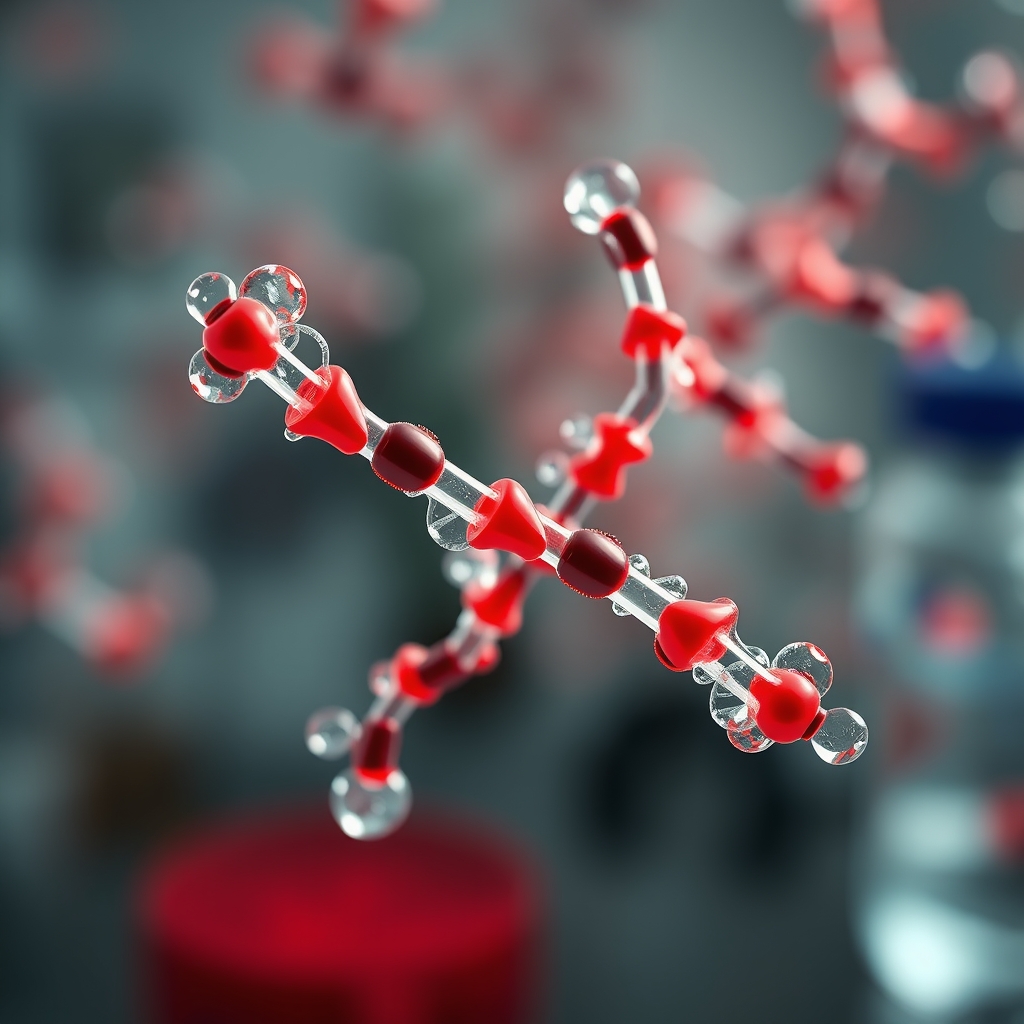 Representação molecular tridimensional de uma enzima celular a transcrever uma fita de ADN sintético em laboratório.