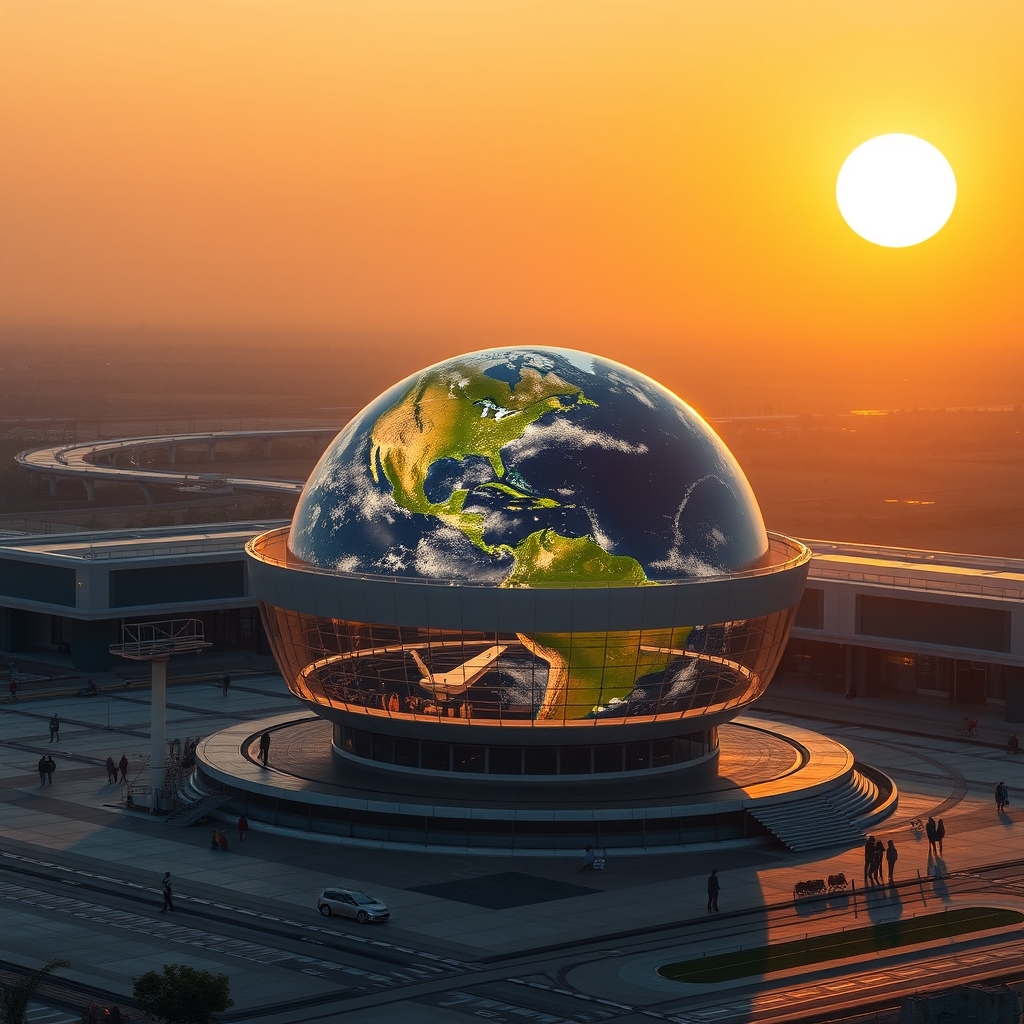 Cápsula espacial comercial acoplada à Estação Espacial Internacional com a curvatura da Terra iluminada pelo Sol