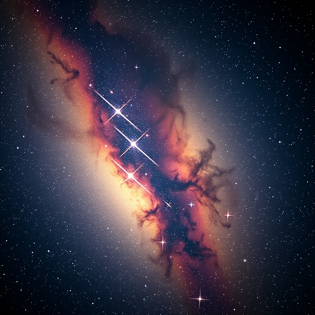 Nebulosa cósmica brilhante com estrelas nascentes nuvens de poeira e anãs castanhas no espaço profundo